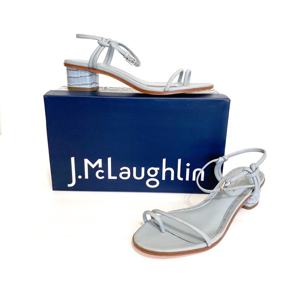 J. McLaughlin Shoes - J. McLaughlin Helena Cloud Blue Open Toe Chunky Heel Leather Sandals NWT Sz 8